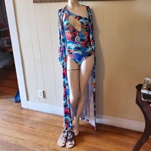 Beautiful one piece bikini with matching cover!